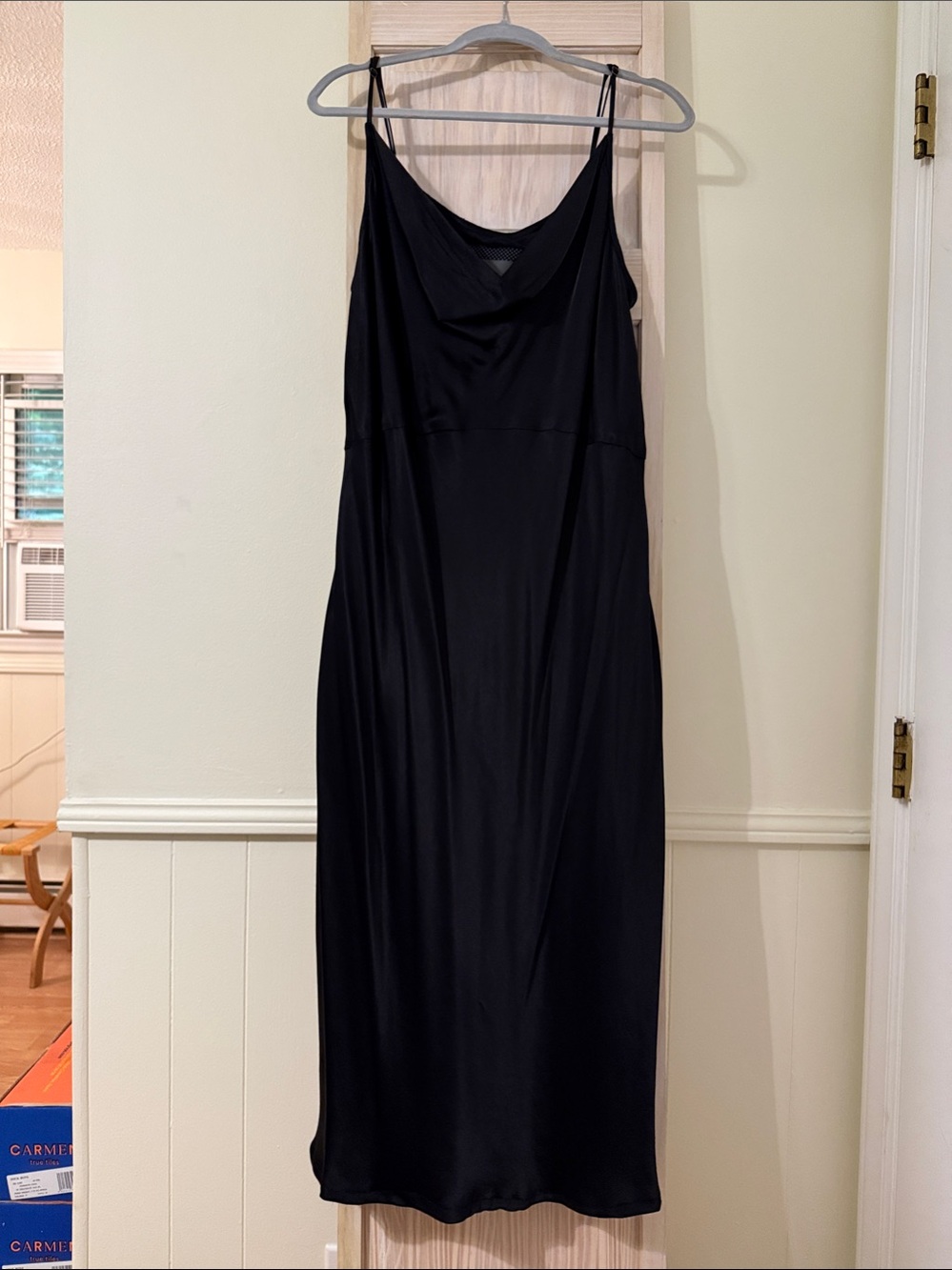 Anthropologie Classic Black Slip Dress - Women's Elegant Evening Dress